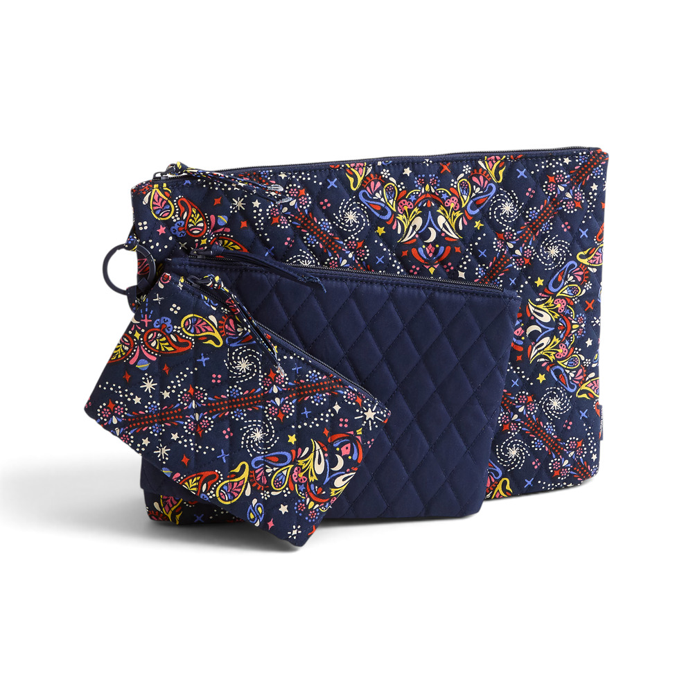 Vera Bradley Starry Paisley 3 Pouch Organizer Set Cotton Travel Bags NWT
